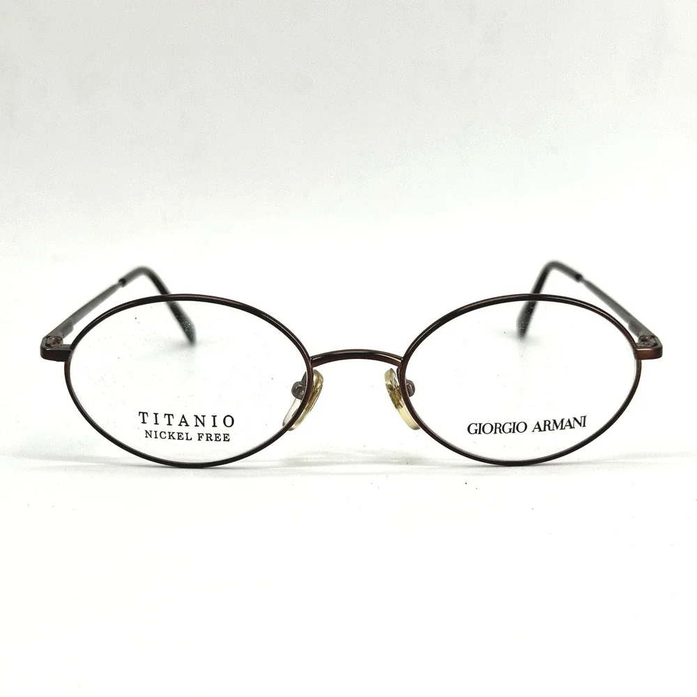 Vintage Armani Eyeglasses Unisex 51mm Brown 274-T Oval Titanium Italy NEW Y2K